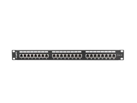 Patch Panel 24 Port 1U Kat.6 czarny ekranowany Patch Panel 24 Port 1U Kat.6 czarny ekranowany