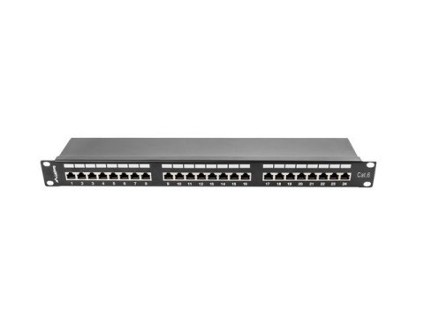 Patch Panel 24 Port 1U Kat.6 czarny ekranowany Patch Panel 24 Port 1U Kat.6 czarny ekranowany