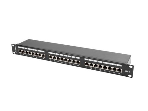 Patch Panel 24 Port 1U Kat.6 czarny ekranowany Patch Panel 24 Port 1U Kat.6 czarny ekranowany