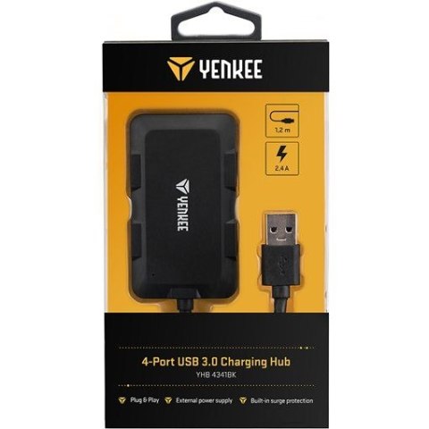 Hub ładujący z 4 portami USB YHB 4341BK, Hub ładujący z 4 portami USB YHB 4341BK,