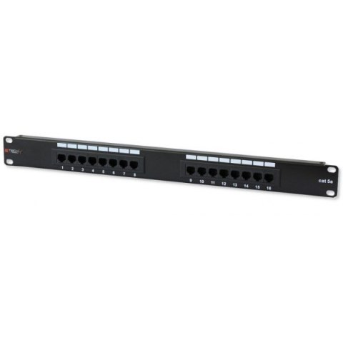 Patch panel 1U UTP 16xR J45 Cat.5e, czarny Patch panel 1U UTP 16xR J45 Cat.5e, czarny