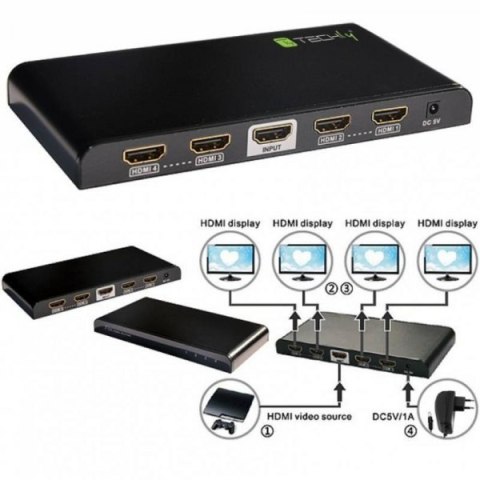 Rozdzielacz-splitter AV HDMI 2.0 1/4 Ultra HD 4Kx2K 3D Rozdzielacz-splitter AV HDMI 2.0 1/4 Ultra HD 4Kx2K 3D