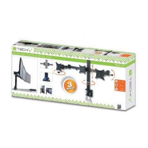 Uchwyt biurkowy LCD/LED 13-24 cali potrójny 3x10kg, czarny Uchwyt biurkowy LCD/LED 13-24 cali potrójny 3x10kg, czarny