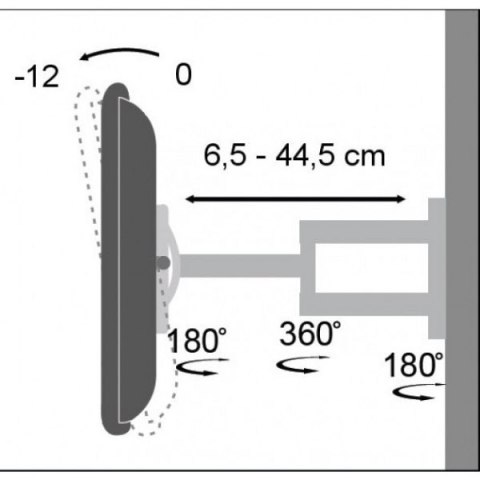Uchwyt ścienny LCD/LED 19-37cali podwójne ramię, 25kg, czarny Uchwyt ścienny LCD/LED 19-37cali podwójne ramię, 25kg, czarny