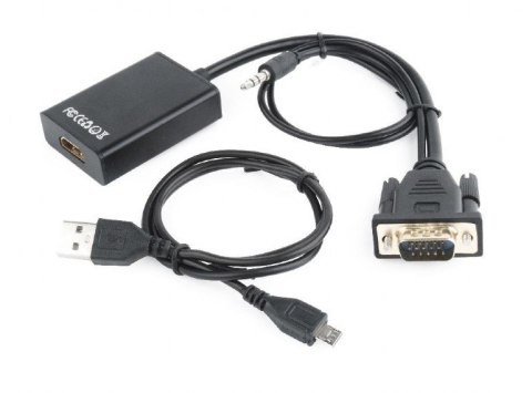 Konwerter VGA do HDMI 15 cm czarny Konwerter VGA do HDMI 15 cm czarny