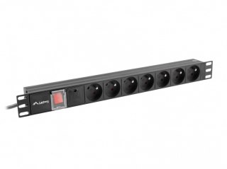 Listwa zasilająca Rack PDU 19" 1U 10A 7X 230V PL 2m czarna C14