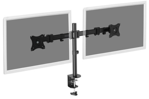 Stojak biurkowy podwójny z zaciskiem, 2xLCD, max. 27", max. obciążenie 8kg,uchylno-obrotowy 360° Stojak biurkowy podwójny z zaciskiem, 2xLCD, max. 27", max. obciążenie 8kg,uchylno-obrotowy 360°