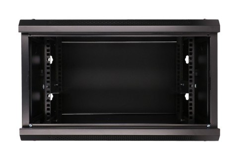 Szafka wisząca rack 6U 600x450 czarna szklane drzwi