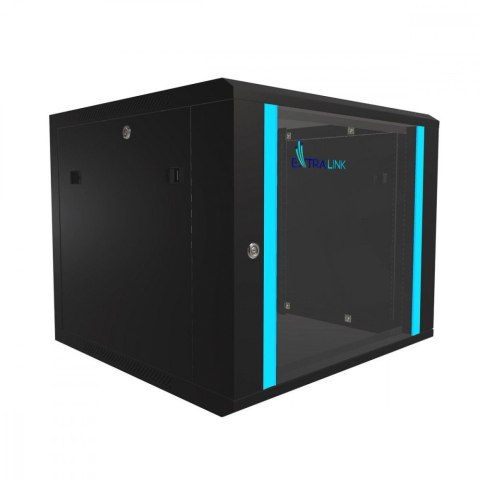 Szafka wisząca rack 9U 600x600 czarna szklane drzwi Szafka wisząca rack 9U 600x600 czarna szklane drzwi
