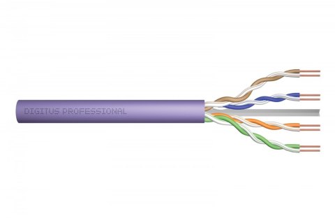 Kabel teleinformatyczny instalacyjny kat.6, U/UTP, Eca, drut, AWG 24/1, PVC, 305m, fioletowy, karton Kabel teleinformatyczny instalacyjny kat.6, U/UTP, Eca, drut, AWG 24/1, PVC, 305m, fioletowy, karton