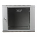 Szafa wisząca jednosekcyjna 19" 9U 501/600/450mm, drzwi szklane, szara (RAL 7035)