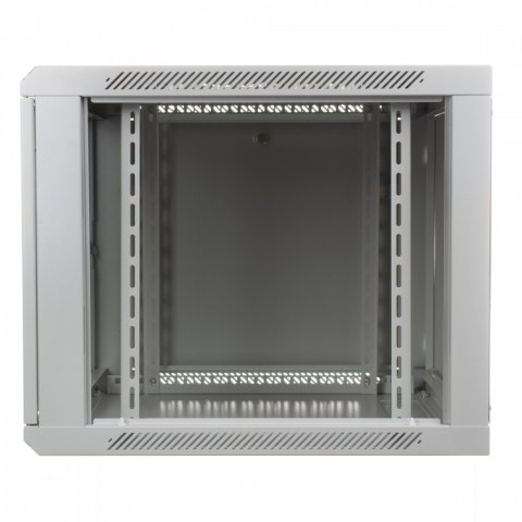Szafa wisząca jednosekcyjna 19" 9U 501/600/450mm, drzwi szklane, szara (RAL 7035)