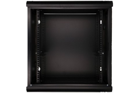 Szafka wisząca rack 12U 600x450 czarna szklane drzwi