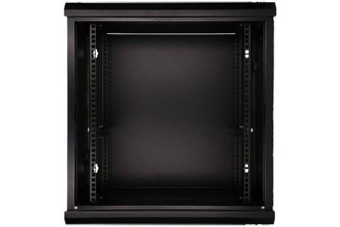 Szafka wisząca rack 12U 600x450 czarna szklane drzwi