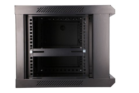Szafka wisząca rack 6U 600x450 czarna szklane drzwi