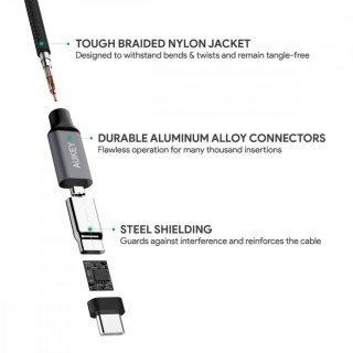 CB-CD6 nylonowy kabel Quick Charge USB C - USB C | 2m | 3A | 60W PD | 20V