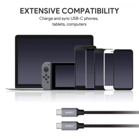 CB-CD6 nylonowy kabel Quick Charge USB C - USB C | 2m | 3A | 60W PD | 20V CB-CD6 nylonowy kabel Quick Charge USB C - USB C | 2m | 3A | 60W PD | 20V