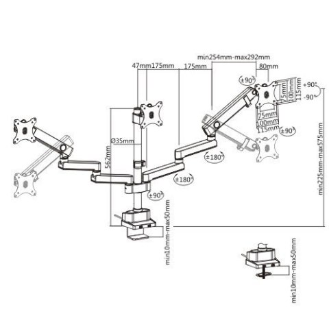 Uchwyt biurkowy na 3 monitory MC-811 Uchwyt biurkowy na 3 monitory MC-811