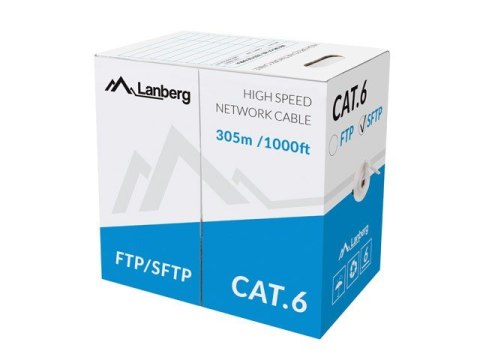 Kabel SFTP Kat.6 CU 305 m drut szary Kabel SFTP Kat.6 CU 305 m drut szary