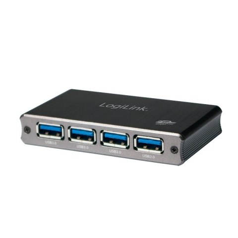 Aluminiowy HUB USB3.0 4-porty, Czarny, Z zasilaczem Aluminiowy HUB USB3.0 4-porty, Czarny, Z zasilaczem