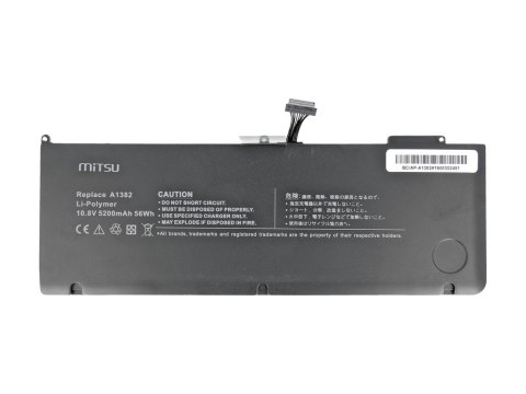 Bateria do Apple MacBook Pro 15 - A1382 5200 mAh (56 Wh) 10.8 - 11.1 Volt Bateria do Apple MacBook Pro 15 - A1382 5200 mAh (56 Wh) 10.8 - 11.1 Volt