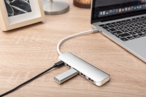 HUB/Koncentrator 4-portowy USB 3.0 SuperSpeed z Typ C Power Delivery, aluminium HUB/Koncentrator 4-portowy USB 3.0 SuperSpeed z Typ C Power Delivery, aluminium