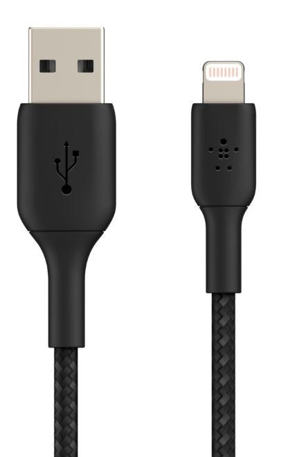 Kabel Braided USB- Lightning 2m czarne Kabel Braided USB- Lightning 2m czarne