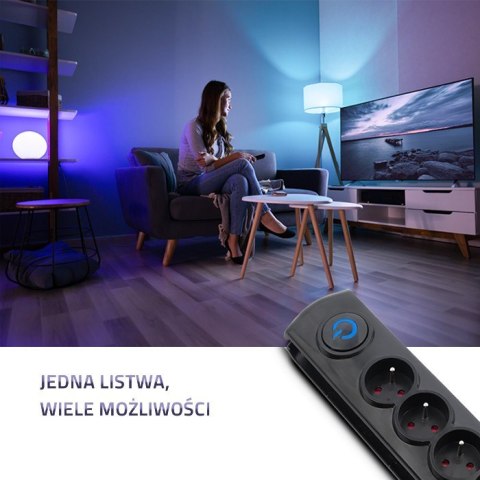 Listwa antyprzepięciowa 5 gniazd | 3m | Czarna Listwa antyprzepięciowa 5 gniazd | 3m | Czarna
