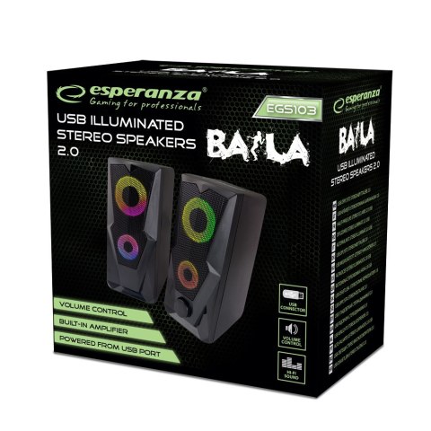 Głośnik 2,0 USB Led Rainbow Baila Głośnik 2,0 USB Led Rainbow Baila