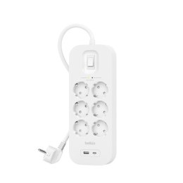 Listwa zasilająca SurgePlus 6xschuko 1xUSB-A 1xUSB-C 650J 2m