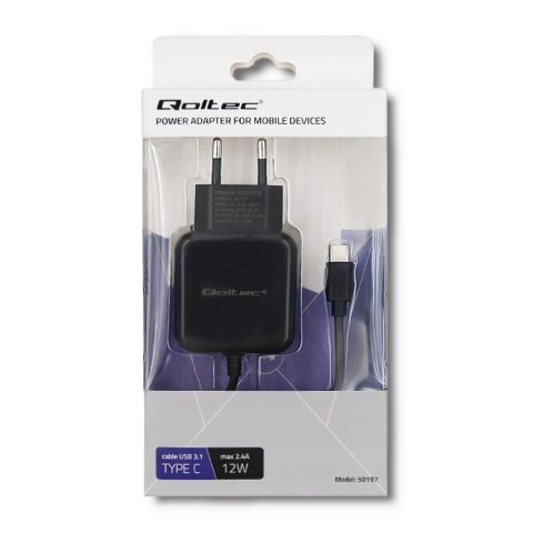 Ładowarka sieciowa 5V | 2.4A | 12W | USB typ C | Czarna Ładowarka sieciowa 5V | 2.4A | 12W | USB typ C | Czarna