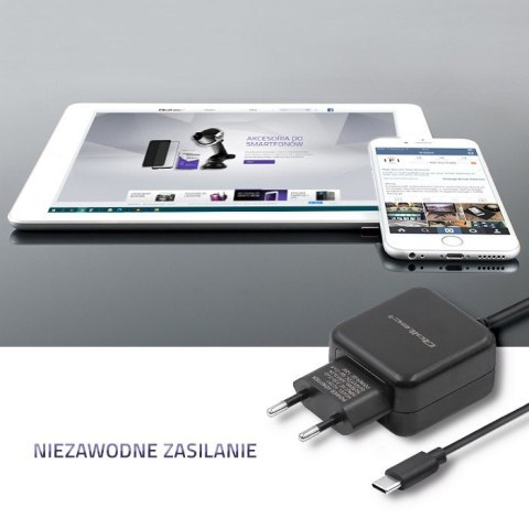 Ładowarka sieciowa 5V | 2.4A | 12W | USB typ C | Czarna Ładowarka sieciowa 5V | 2.4A | 12W | USB typ C | Czarna
