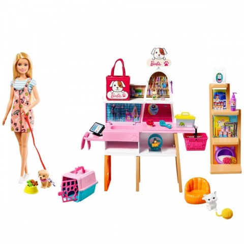 Zestaw z lalką Barbie Sklepik-salon dla zwierzaków Zestaw z lalką Barbie Sklepik-salon dla zwierzaków