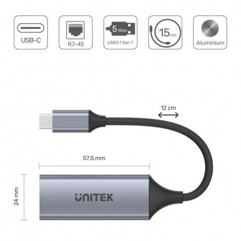 Adapter USB-C 3.1 GEN 1 RJ45; 1000 Mbps; U1312A Adapter USB-C 3.1 GEN 1 RJ45; 1000 Mbps; U1312A