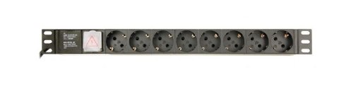 Listwa zasilająca rack (PDU), 8 gniazd typ Schuko, 1U, 10A, wtyk C14 3m Listwa zasilająca rack (PDU), 8 gniazd typ Schuko, 1U, 10A, wtyk C14 3m