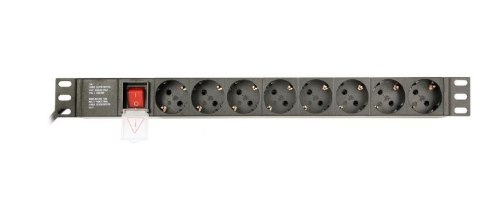Listwa zasilająca rack (PDU), 8 gniazd typ Schuko, 1U, 16A, wtyk Schuko 3m Listwa zasilająca rack (PDU), 8 gniazd typ Schuko, 1U, 16A, wtyk Schuko 3m