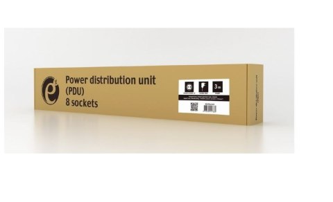 Listwa zasilająca rack (PDU), 8 gniazd typ Schuko, 1U, 16A, wtyk Schuko 3m Listwa zasilająca rack (PDU), 8 gniazd typ Schuko, 1U, 16A, wtyk Schuko 3m