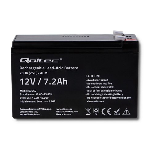 Akumulator AGM 12V | 7.2Ah | max. 108A Akumulator AGM 12V | 7.2Ah | max. 108A