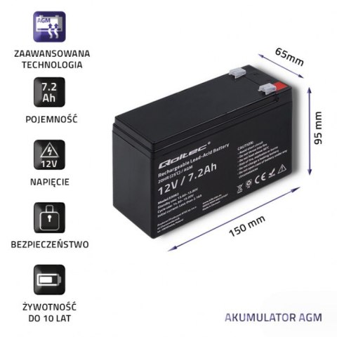 Akumulator AGM 12V | 7.2Ah | max. 108A Akumulator AGM 12V | 7.2Ah | max. 108A