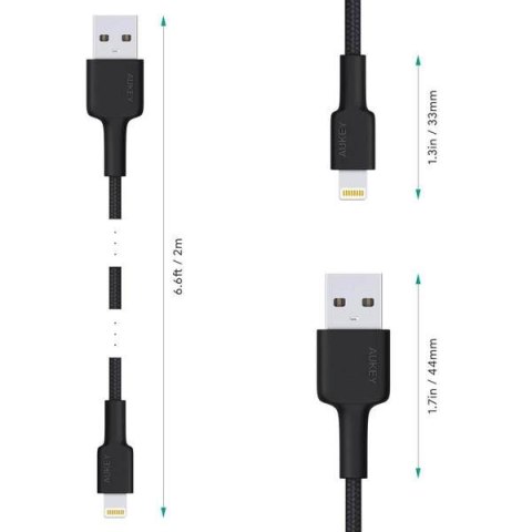 CB-AL05 nylonowy kabel Quick Charge Lightning-USB | 2m | certyfikat MFi Apple CB-AL05 nylonowy kabel Quick Charge Lightning-USB | 2m | certyfikat MFi Apple