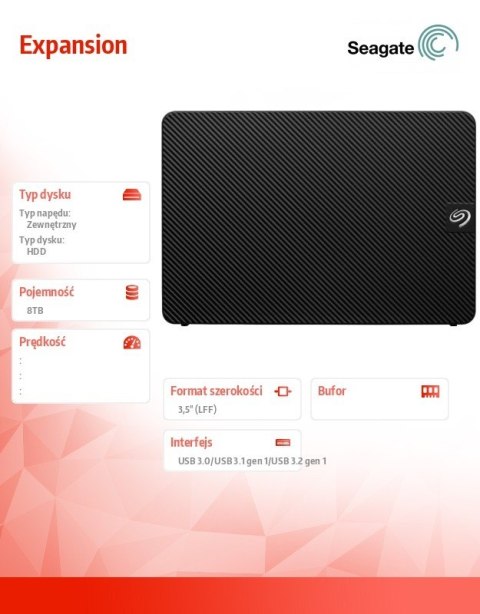 Dysk zewnętrzny Expansion 8TB 3,5 STKP8000400 czarny Dysk zewnętrzny Expansion 8TB 3,5 STKP8000400 czarny