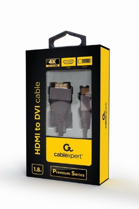 Kabel HDMI do DVI w oplocie 1.8m pozłacane końcówki Kabel HDMI do DVI w oplocie 1.8m pozłacane końcówki