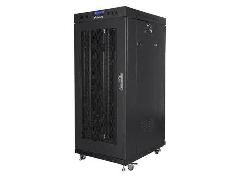 Szafa instalacyjna rack stojąca 19 27U 600x800 czarna, drzwi perforowane LCD (Flat Pack) Szafa instalacyjna rack stojąca 19 27U 600x800 czarna, drzwi perforowane LCD (Flat Pack)
