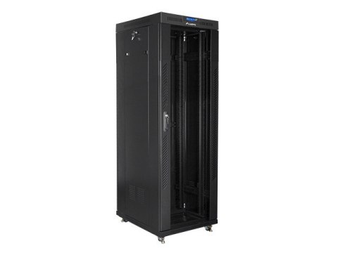 Szafa instalacyjna rack stojąca 19 37u 600x800 czarna, drzwi szklane lcd (Flat pack) Szafa instalacyjna rack stojąca 19 37u 600x800 czarna, drzwi szklane lcd (Flat pack)