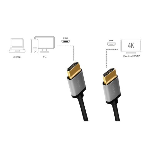 Kabel HDMI 4K/60Hz, aluminium 3m Czarny Kabel HDMI 4K/60Hz, aluminium 3m Czarny