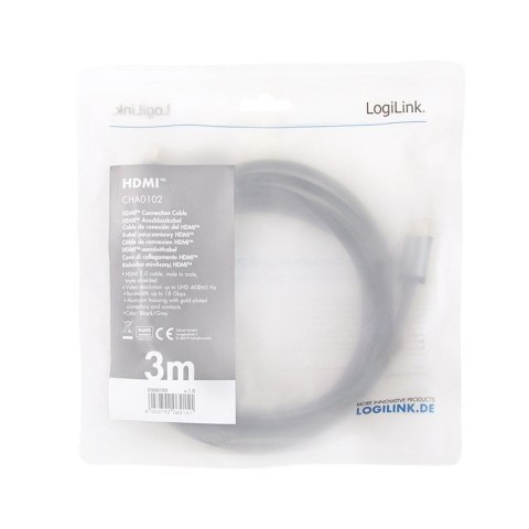 Kabel HDMI 4K/60Hz, aluminium 3m Czarny Kabel HDMI 4K/60Hz, aluminium 3m Czarny