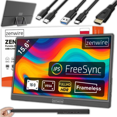 Monitor Przenośny Zenwire 15,6" Full HD 1920x1080 IPS HDR HDMI M9P