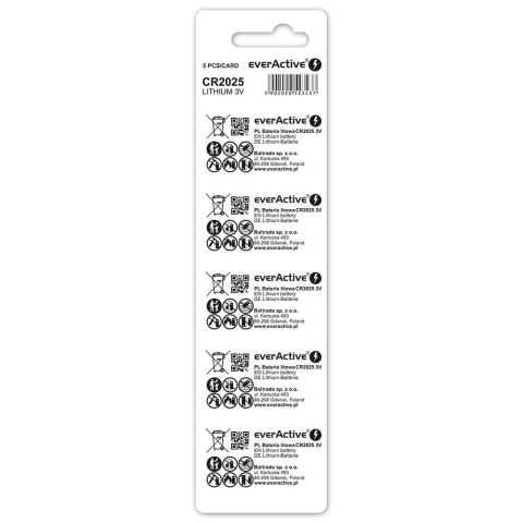 Bateria litowa CR2025 blister 5 szt. Bateria litowa CR2025 blister 5 szt.