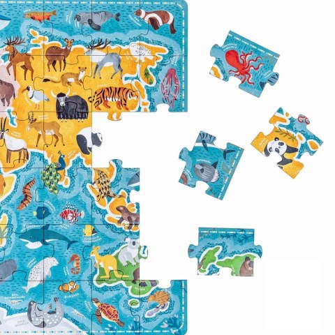 Puzzle 60 elementów Puzzlove - Mapa świata Zwierzęta Puzzle 60 elementów Puzzlove - Mapa świata Zwierzęta