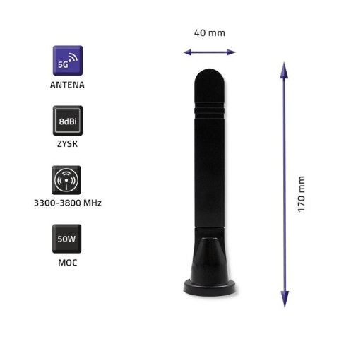 Antena 5G LTE dookólna DUAL | 8 dBi | wewnętrzna Antena 5G LTE dookólna DUAL | 8 dBi | wewnętrzna